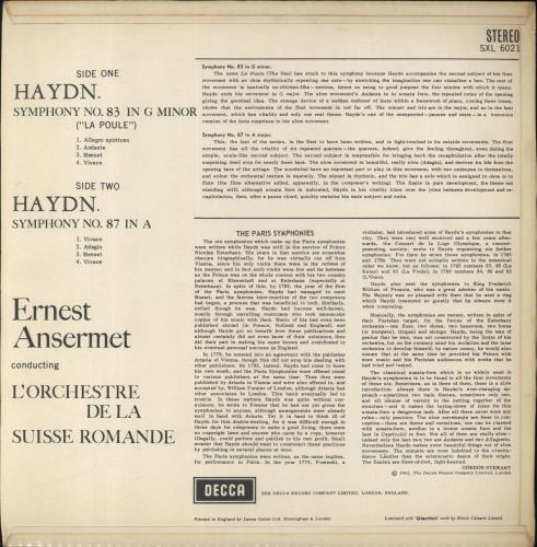 Franz Joseph Haydn La Poule vinyl LP album (LP record) UK HJYLPLA848345