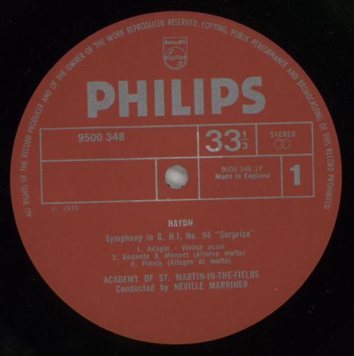 Franz Joseph Haydn Symphonies - Nr. 94 "Surprise / Nr. 96 "Miracle vinyl LP album (LP record) UK HJYLPSY875090