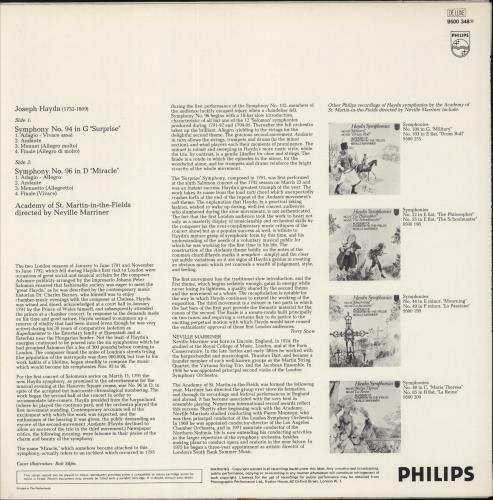 Franz Joseph Haydn Symphonies - Nr. 94 "Surprise / Nr. 96 "Miracle vinyl LP album (LP record) UK HJYLPSY875090