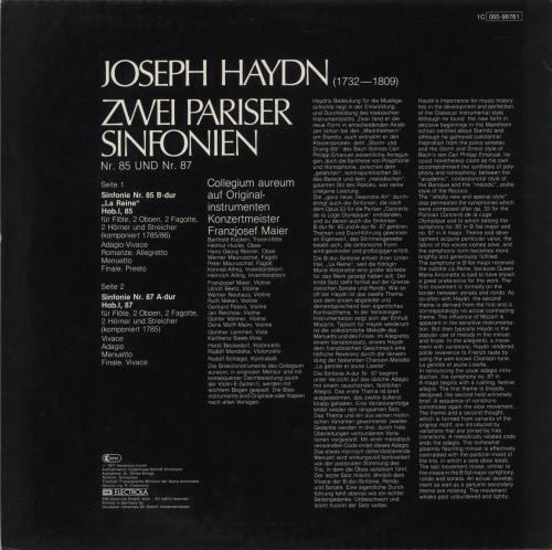 Franz Joseph Haydn Two Paris Symphonies vinyl LP album (LP record) German HJYLPTW877147