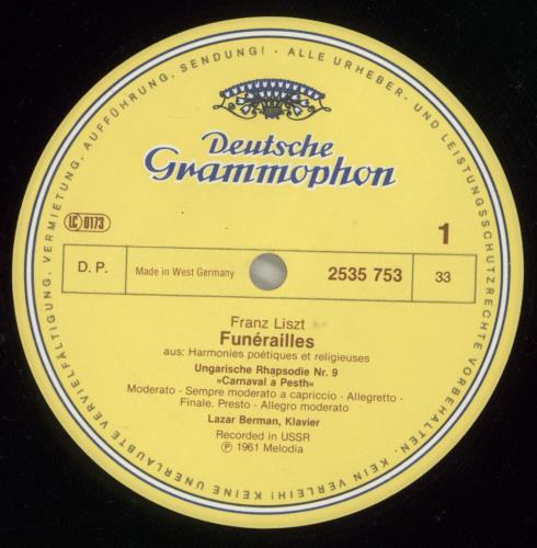 Franz Liszt Liszt: Fun�railles, Ungarische Rhapsodie Nr. 9, Schubert-Transkriptionen vinyl LP album (LP record) German LK6LPLI878378