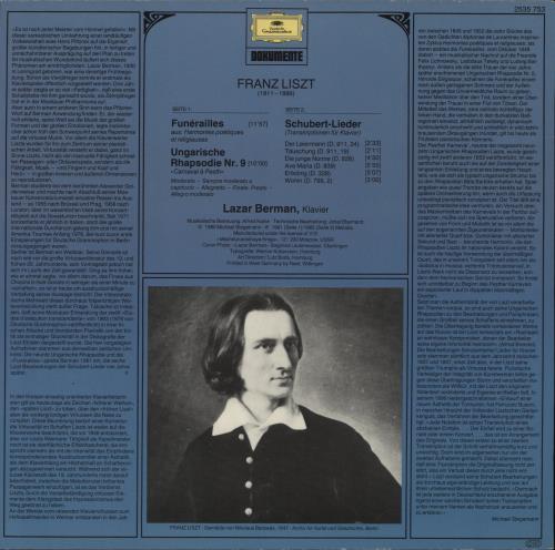 Franz Liszt Liszt: Fun�railles, Ungarische Rhapsodie Nr. 9, Schubert-Transkriptionen vinyl LP album (LP record) German LK6LPLI878378