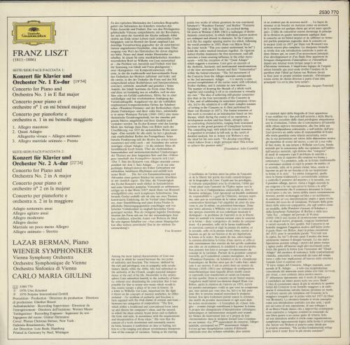 Franz Liszt Liszt: Klavierkonzerte = Piano Concertos vinyl LP album (LP record) German LK6LPLI878382