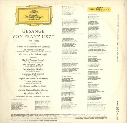 Franz Liszt Songs Of Franz Liszt vinyl LP album (LP record) German LK6LPSO746403
