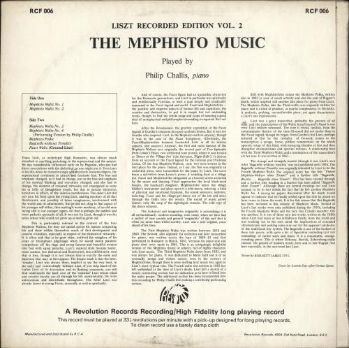 Franz Liszt The Mephisto Music vinyl LP album (LP record) UK LK6LPTH701427