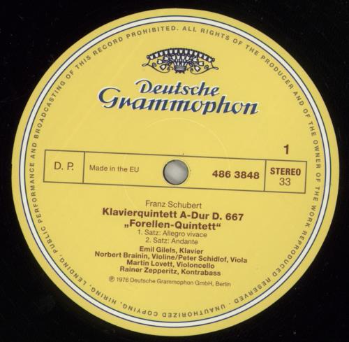 Franz Schubert Forellenquintett vinyl LP album (LP record) UK FT2LPFO874899