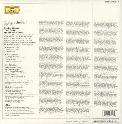 Franz Schubert Forellenquintett vinyl LP album (LP record) UK FT2LPFO874899