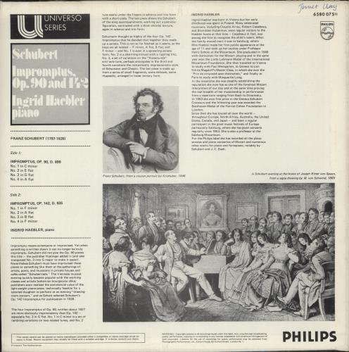 Franz Schubert Impromptus Op. 90 & 142 - White Label Test Pressing vinyl LP album (LP record) UK FT2LPIM874960