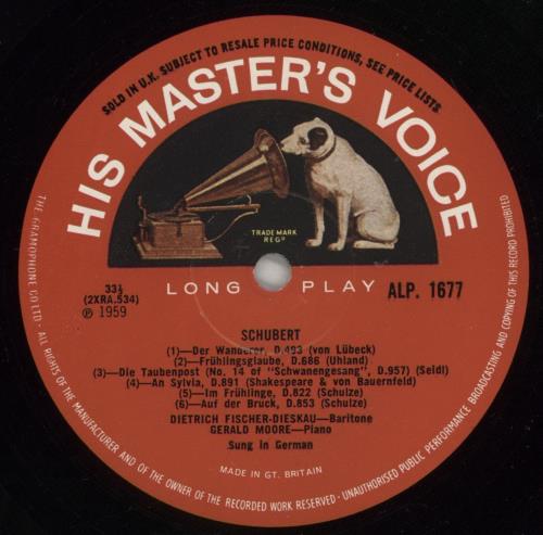 Franz Schubert Lieder Recital (No. 2) vinyl LP album (LP record) UK FT2LPLI878517