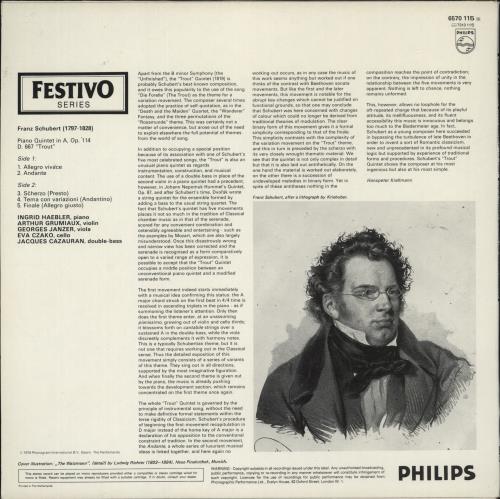 Franz Schubert Schubert: "The Trout" Piano Quintet, Op. 114 vinyl LP album (LP record) UK FT2LPSC877800