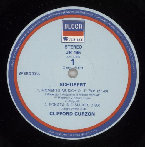 Franz Schubert Schubert: Moments Musicaux, D.780 Sonata In D Major . Re Majeur . D-Dur, D.850 vinyl LP album (LP record) UK FT2LPSC877780