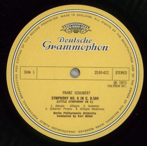 Franz Schubert Schubert: Symphonie Nr. 6 / Musik Zu Rosamunde vinyl LP album (LP record) UK FT2LPSC875197