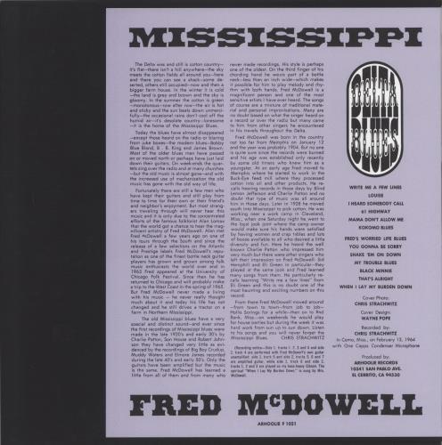 Fred McDowell Delta Blues vinyl LP album (LP record) US MF0LPDE883054