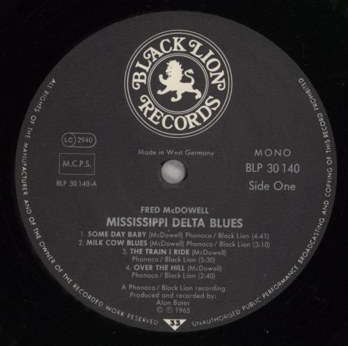 Fred McDowell Mississippi Delta Blues vinyl LP album (LP record) UK MF0LPMI883059