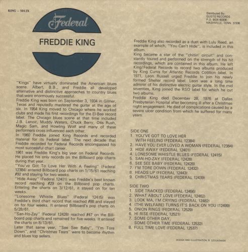 Freddie King Freddie King vinyl LP album (LP record) US FDKLPFR659949