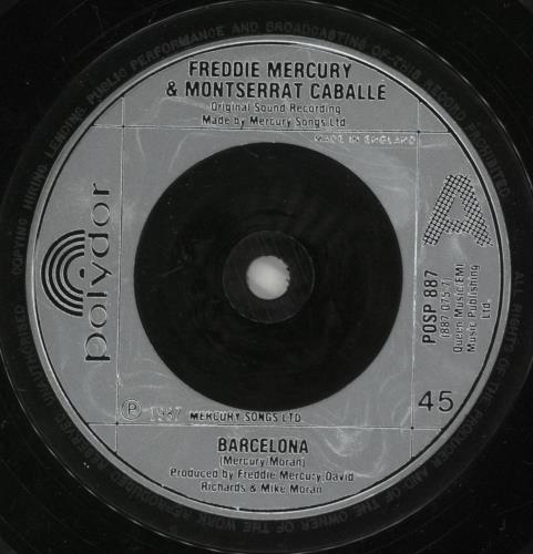 Freddie Mercury Barcelona 7" vinyl single (7 inch record / 45) UK MER07BA40475
