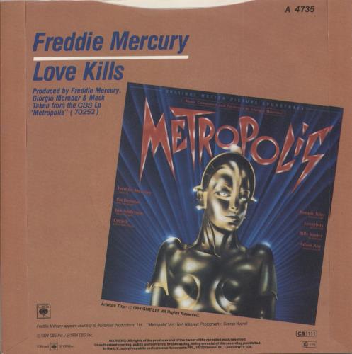Freddie Mercury Love Kills 7" vinyl single (7 inch record / 45) UK MER07LO07580
