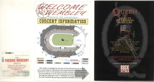 Freddie Mercury The Freddie Mercury + 'Rock World' Souvenir, Ticket, Banner & Cuttings tour programme UK MERTRTH692383