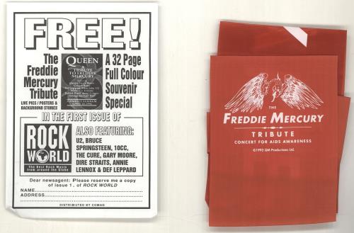 Freddie Mercury The Freddie Mercury + 'Rock World' Souvenir, Ticket, Banner & Cuttings tour programme UK MERTRTH692383