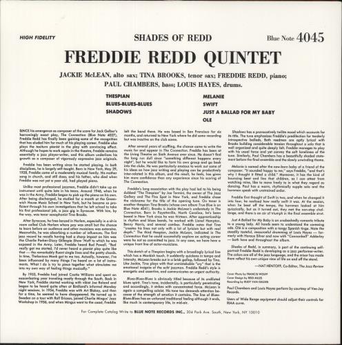 Freddie Redd Shades Of Redd vinyl LP album (LP record) US FS5LPSH869847