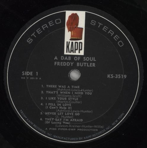 Freddy Butler A Dab Of Soul vinyl LP album (LP record) US 3THLPAD888914