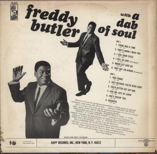 Freddy Butler A Dab Of Soul vinyl LP album (LP record) US 3THLPAD888914