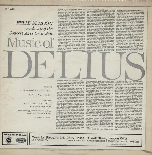 Frederick Delius Music Of Delius vinyl LP album (LP record) UK DUHLPMU761087