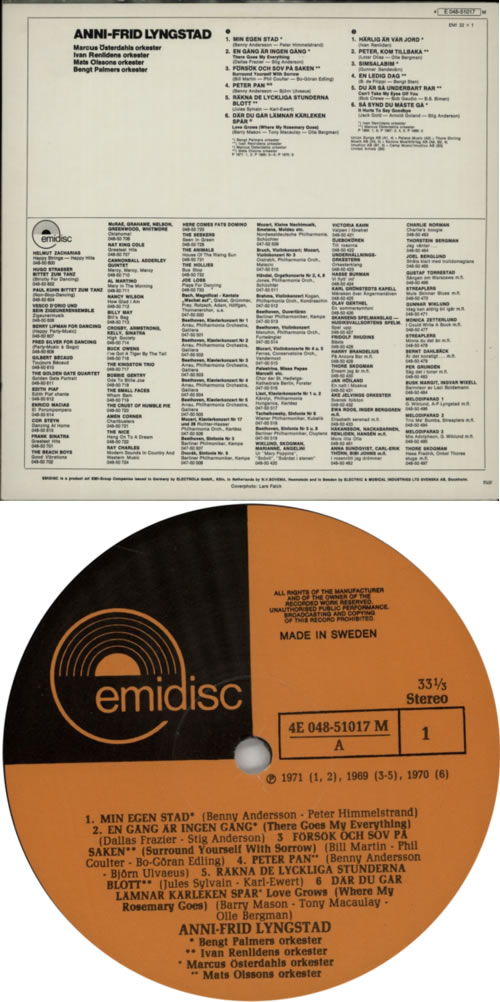 Frida Anni-frid Lyngstad - EX vinyl LP album (LP record) Swedish FRILPAN598752