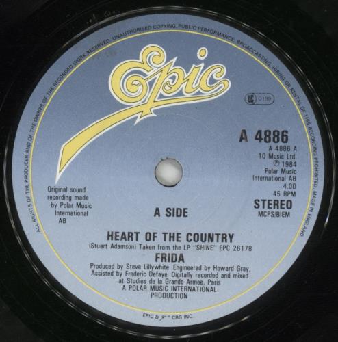 Frida Heart Of The Country 7" vinyl single (7 inch record / 45) UK FRI07HE295127