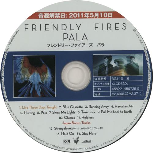 Friendly Fires Pala + PR CD album (CDLP) UK FCMCDPA651954