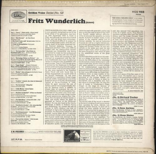 Fritz Wunderlich Opera And Operetta Arias vinyl LP album (LP record) UK FS4LPOP748802