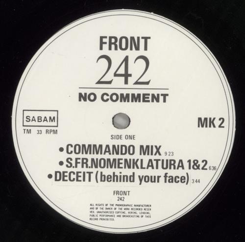 Front 242 No Comment - EX 12" vinyl single (12 inch record / Maxi-single) Belgian 24212NO884232