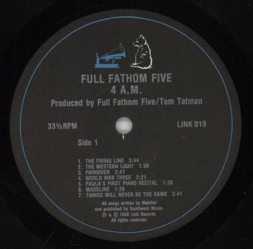 Full Fathom Five 4 A.M. vinyl LP album (LP record) US -2ZLPAM891504