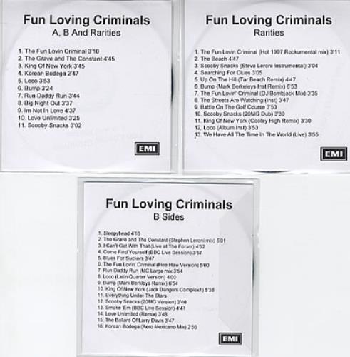 Fun Lovin Criminals A, B And Rarities CD-R acetate UK FLCCRAB271066