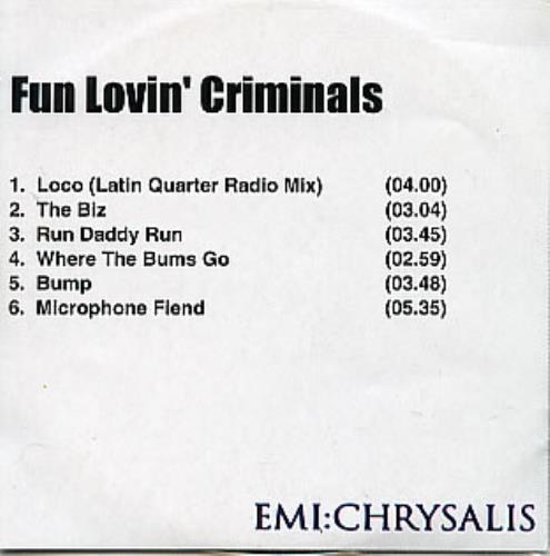 Fun Lovin Criminals Fun Lovin' Criminals CD-R acetate UK FLCCRFU175115