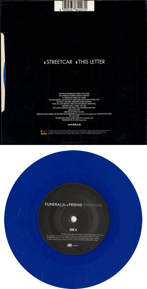Funeral For A Friend Streetcar Blue Vinyl UK 7" vinyl single (7 inch record / 45) (325430)