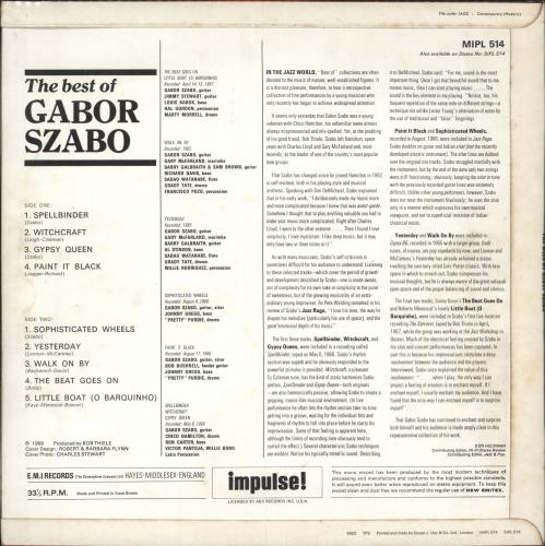 Gabor Szabo The Best Of vinyl LP album (LP record) UK GFWLPTH745226