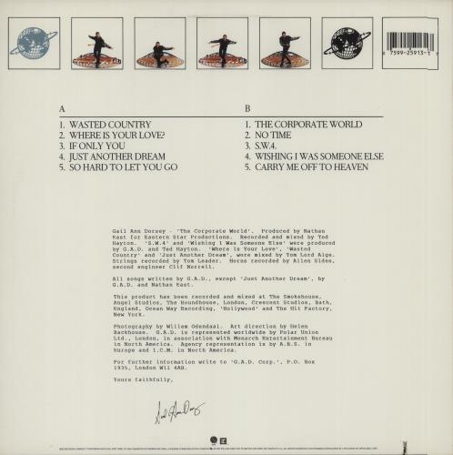 Gail Ann Dorsey The Corporate World vinyl LP album (LP record) US GADLPTH688464