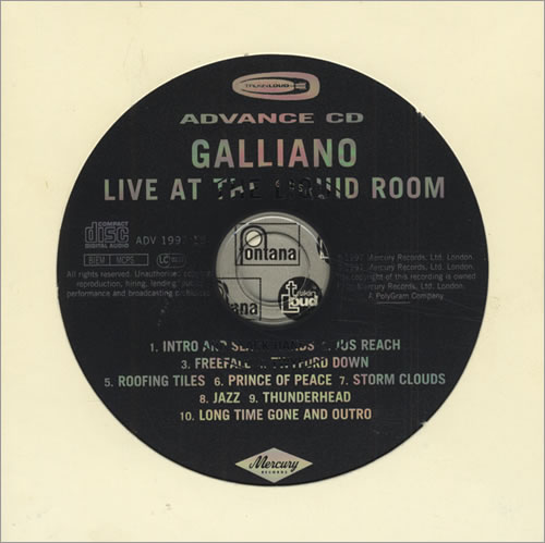 Galliano Live At The Liquid Room CD album (CDLP) US GLLCDLI434231