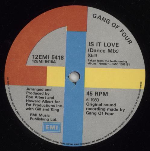 Gang Of Four Is It Love - Extended Dance Mix 12" vinyl single (12 inch record / Maxi-single) UK GGO12IS501029
