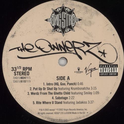 Gang Starr The Ownerz 3-LP vinyl record set (Triple LP Album) UK G-S3LTH248747