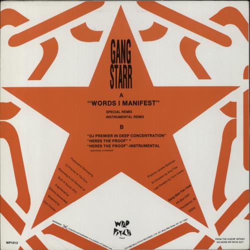 Gang Starr Words I Manifest 12" vinyl single (12 inch record / Maxi-single) US G-S12WO855108