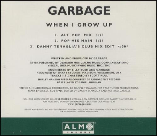 Garbage When I Grow CD single (CD5 / 5") US GBGC5WH139721