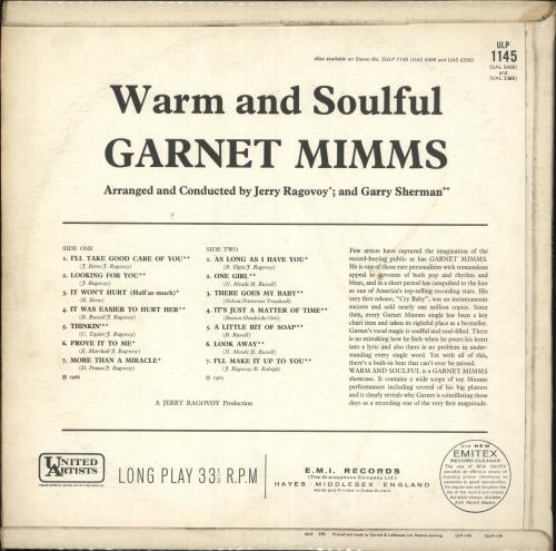 Garnet Mimms Warm And Soulful - Mono vinyl LP album (LP record) UK 6GMLPWA659955