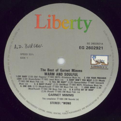 Garnet Mimms Warm And Soulful: The Best Of Garnet Mimms vinyl LP album (LP record) UK 6GMLPWA653518