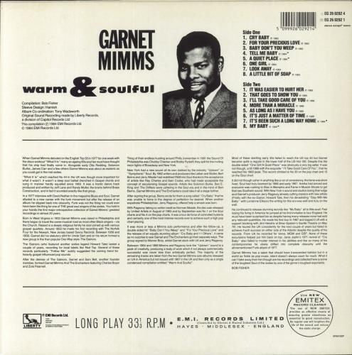 Garnet Mimms Warm And Soulful: The Best Of Garnet Mimms vinyl LP album (LP record) UK 6GMLPWA653518