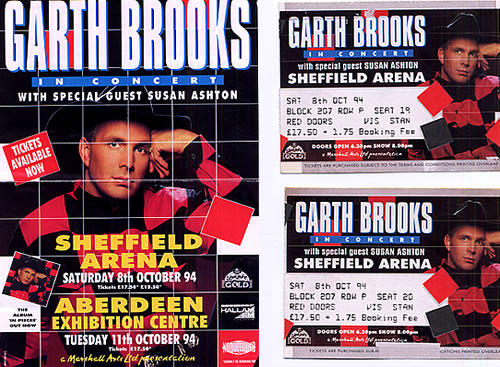 Garth Brooks Sheffield Arena concert ticket UK GARTISH334170
