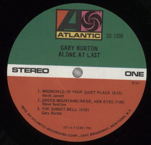 Gary Burton Alone At Last vinyl LP album (LP record) UK GB5LPAL876138