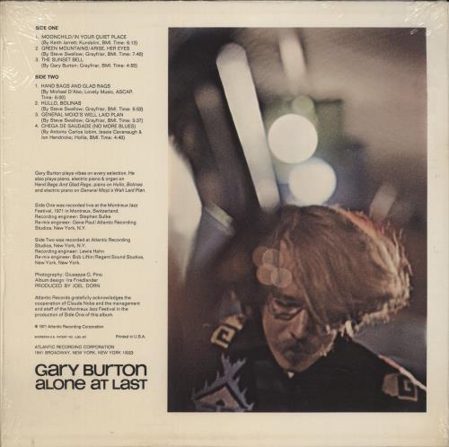 Gary Burton Alone At Last vinyl LP album (LP record) UK GB5LPAL876138