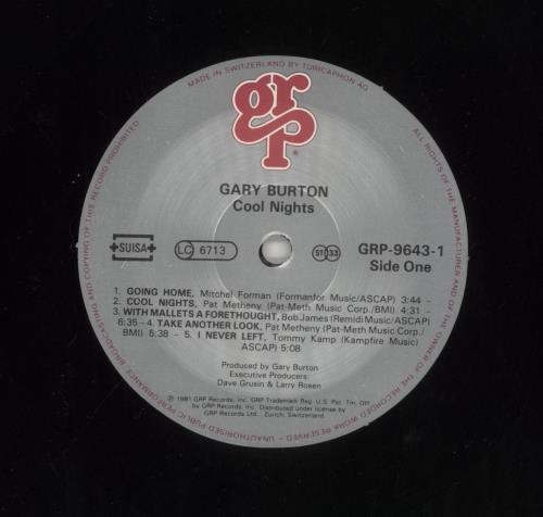Gary Burton Cool Nights vinyl LP album (LP record) Swiss GB5LPCO859173